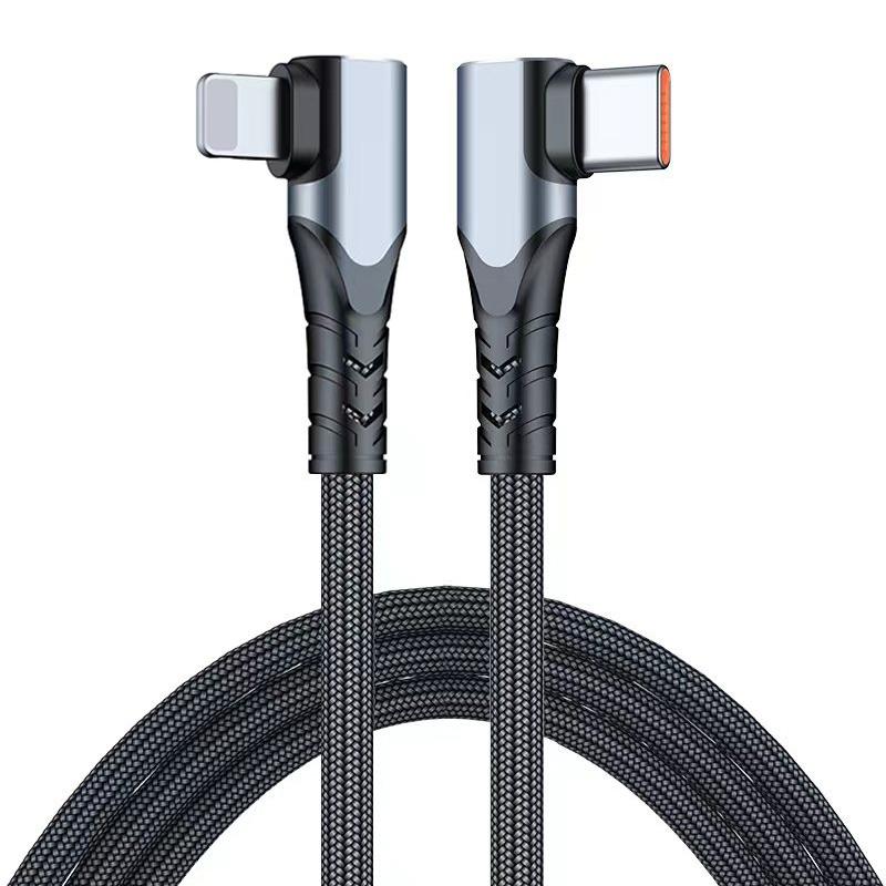 2-in-1 Charging Cable | ENKAY Hat-Prince PD 20W Type-C to 8 Pin Dual Elbow Fast Charging Data Cable, Length: 1m (Silver) Mobile Phone + Accessories 2-in-1 Charging Cable