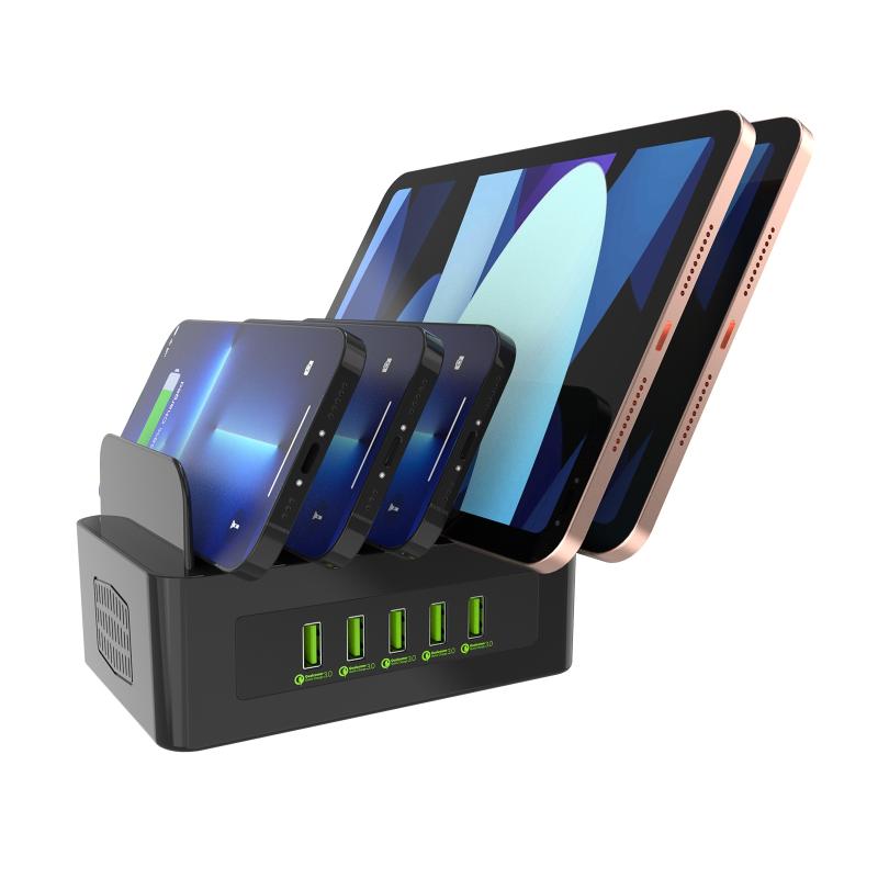 Multifunction Charger | YFY-A53 100W 5 x USB Ports QC3.0 Smart Charging Station with Phone & Tablet Stand Mobile Phone + Accessories Multifunction Charger